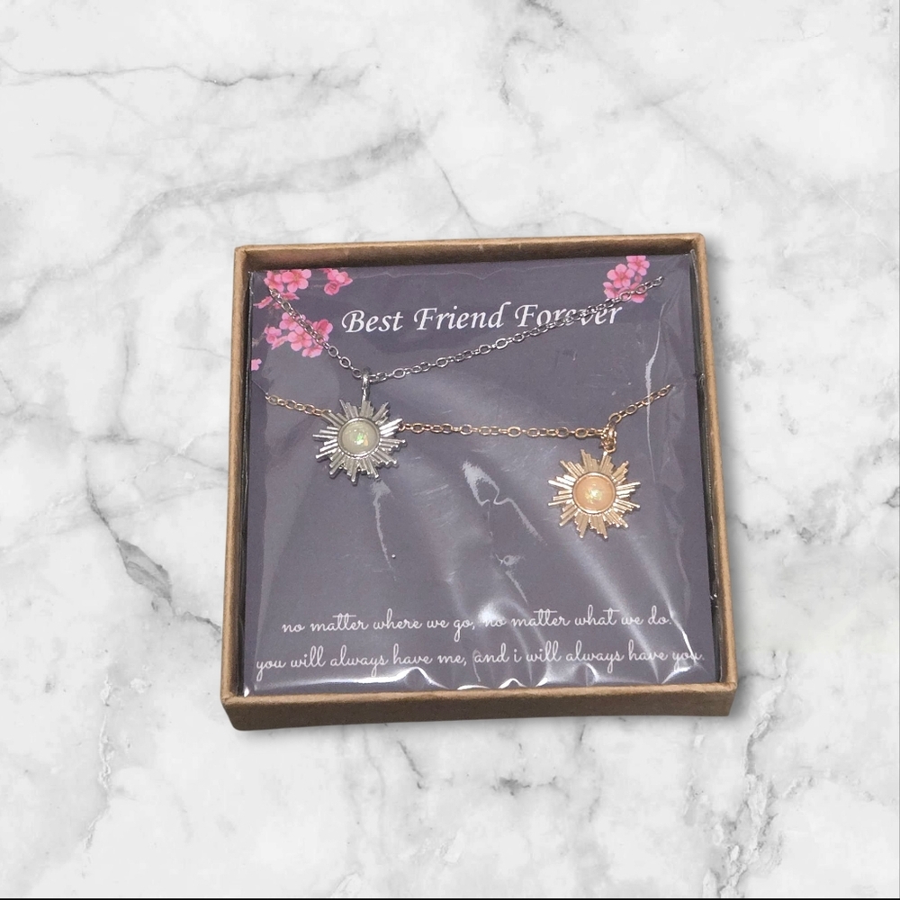Sun Pendant Friendship Necklace Set